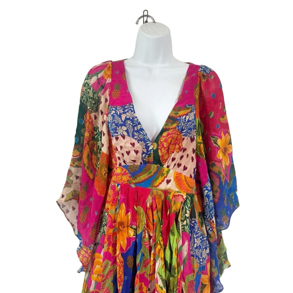 Farm Rio Sunny Mix Chiffon Midi Dress Women Small Multicolored Flowy Floral - Picture 7 of 12